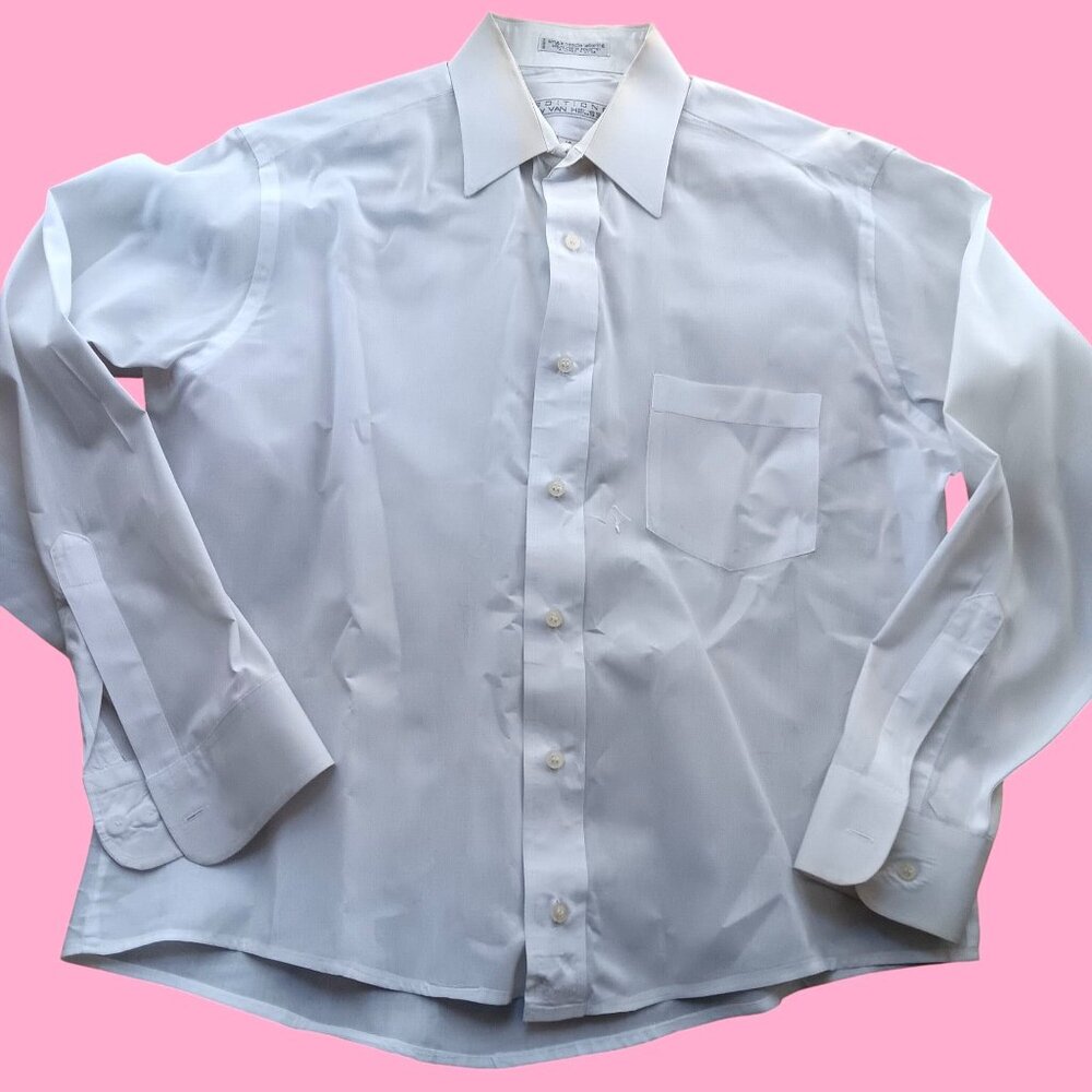 PL Van Heusen Womens Vintage White Button-Up Dress Shirt Altered women Petitie